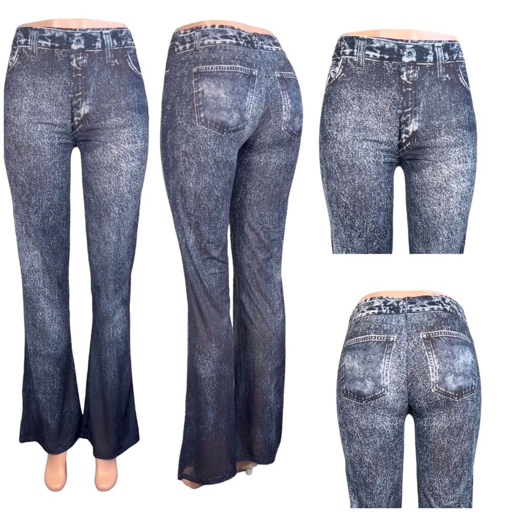 NWT Zara Denim Printed Pants Size S $59 - Picture 1 of 9